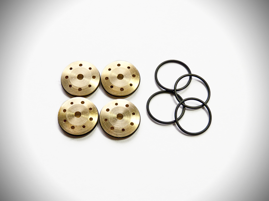 V1 Brass 16mm Tapered 8-Hole Piston Set (4 x 1.15mm - 4 x 1.35mm - Click Image to Close