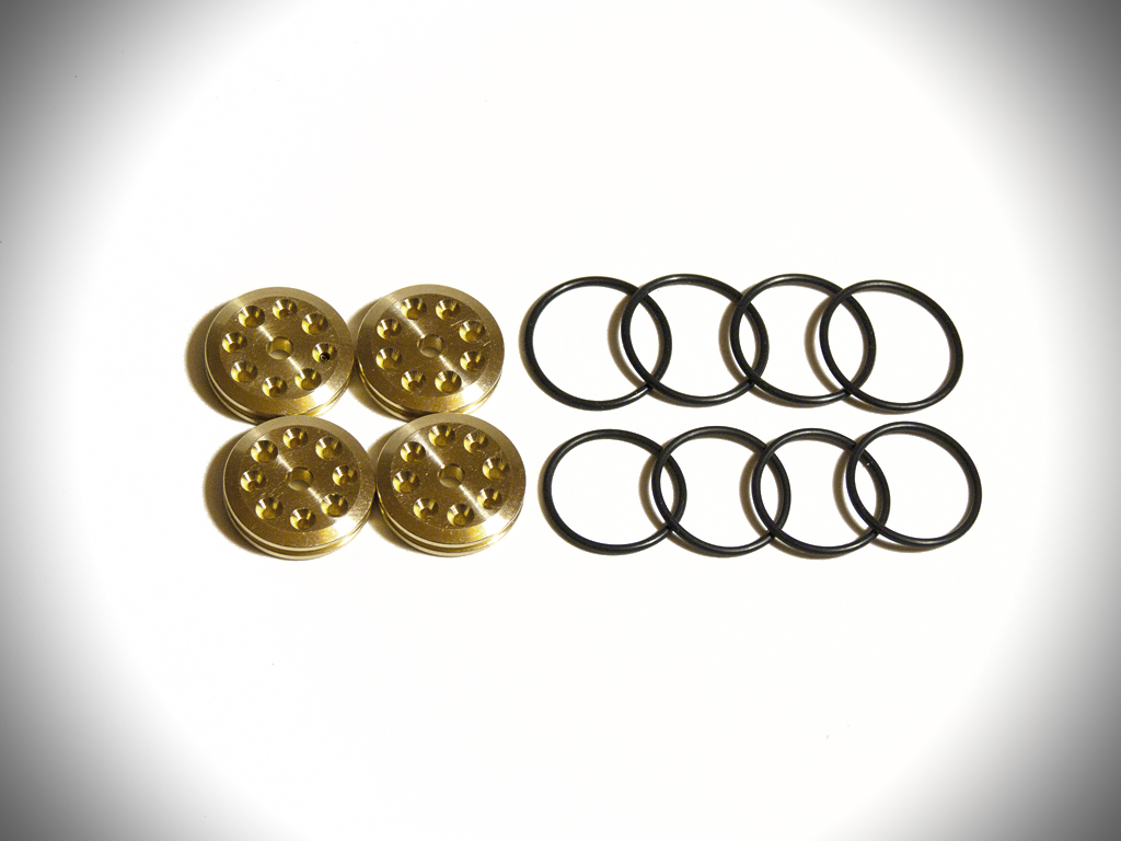 V2 Brass 16mm Tapered 8-Hole Piston Set (4 x 1.15mm - 4 x 1.35mm - Click Image to Close