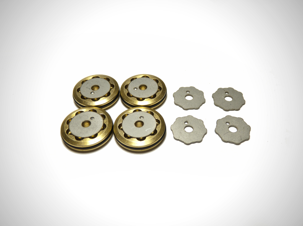 V4 8-Hole Baffled Brass Shock Pistons (4x1.15, 4x1.35)